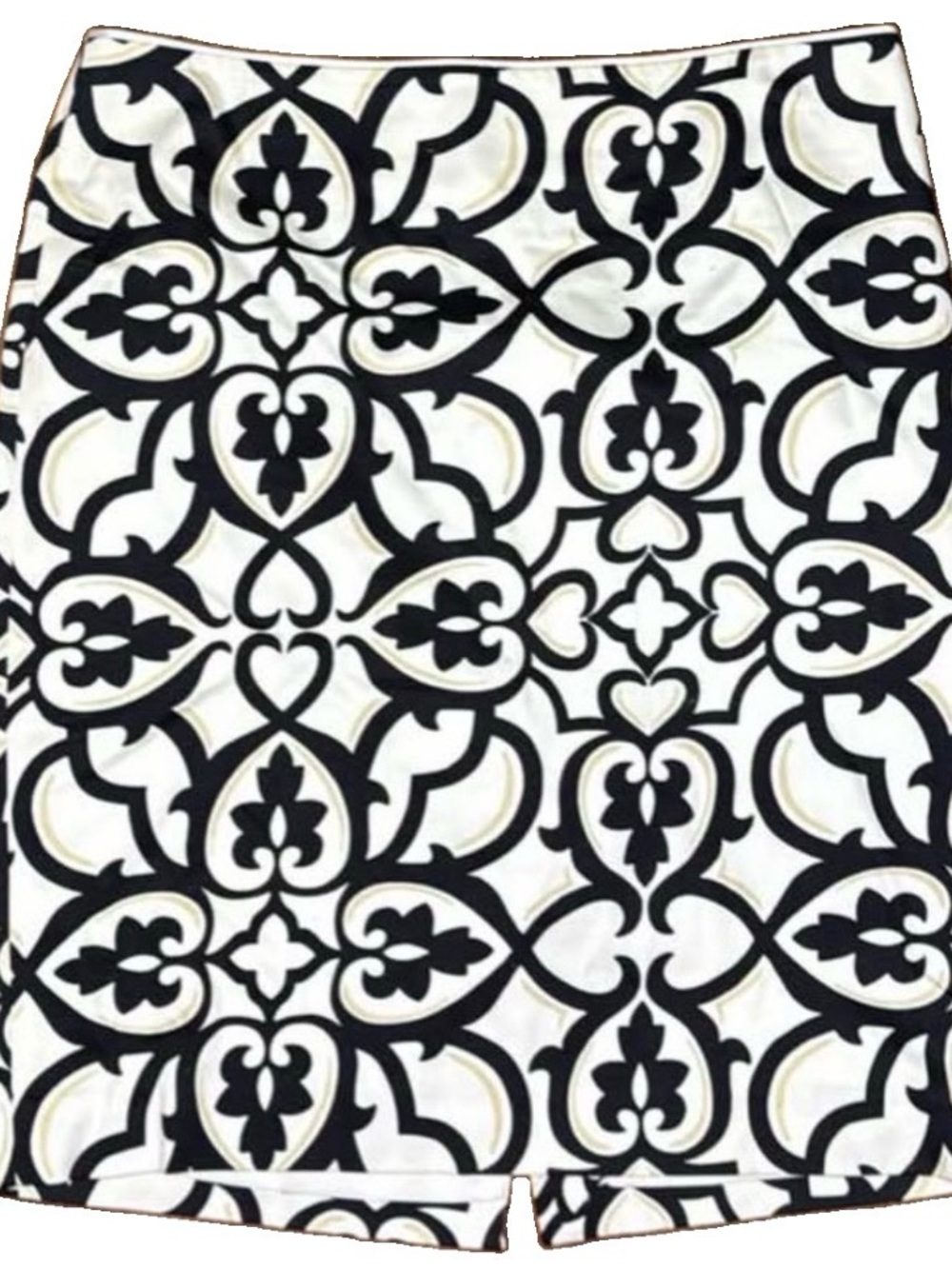 White House Black Market Black & White Geometric Lined Skirt Back Slit Size 4